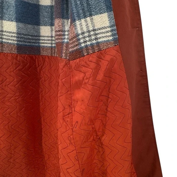 Women's Vintage 1970s Trench Coat Belted Flannel Lined Rust Orange | Size M/L - Picture 8 of 11